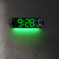 Garvee Reloj Digital LED de Pared 35 cm Pantalla Grande Brillo Ajustable 10 Niveles Memoria y Doble Alarma USB Verde para Cocina Salón Dormitorio y Oficina