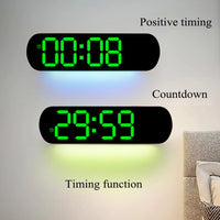 Garvee Reloj Digital LED de Pared 35 cm Pantalla Grande Brillo Ajustable 10 Niveles Memoria y Doble Alarma USB Verde para Cocina Salón Dormitorio y Oficina