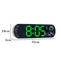 Garvee Reloj Digital LED de Pared 35 cm Pantalla Grande Brillo Ajustable 10 Niveles Memoria y Doble Alarma USB Verde para Cocina Salón Dormitorio y Oficina