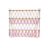 Garvee Hamaca Almacén Peluches Macramé Red Malla Madera Apilada Altura Ajustable Habitación Infantil Rosa - Rosa