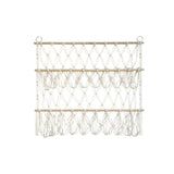 Garvee Hamaca Almacén Peluches Macramé Cremosa, Red Malla con Madera Apilada Ajustable, Decoración Nórdica Boho para Habitación Infantil - Blanco