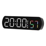 Garvee Reloj despertador digital 16.5cm LED brillo ajustable alimentado batería dormitorio oficina temperatura segundos cuenta regresiva - Negro - Luz Blanca