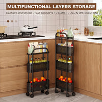 Garvee Carrito Organizador Estrecho de 12 cm – Estantería Delgada de Metal con 4 Niveles y Ruedas Giratorias para Cocina, Baño y Huecos (Negro)