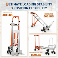 Garvee Carretilla Convertible 3 en 1 Aluminio Reforzado Ruedas Inflables Correas Elásticas 363 kg Capacidad 91×156×50 cm Hogar Almacén Naranja Plata