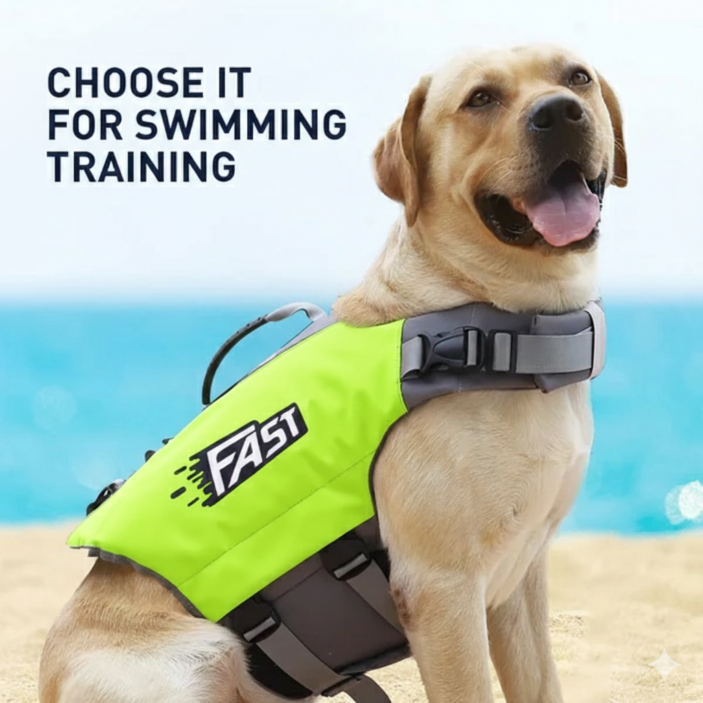 Garvee Chaleco Salvavidas para Perros Talla XL, Nylon Ripstop con Asa y Tiras Reflectantes, Ajustable Alta Flotación, para Deportes Acuáticos, Verde Fluorescente