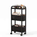 Garvee Carrito Organizador Estrecho de 15 cm – Estantería Delgada de Metal con 3 Niveles y Ruedas con Freno para Cocina y Baño (Negro) - Negro