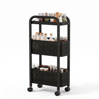 Garvee Carrito Organizador Estrecho de 15 cm – Estantería Delgada de Metal con 3 Niveles y Ruedas con Freno para Cocina y Baño (Negro)