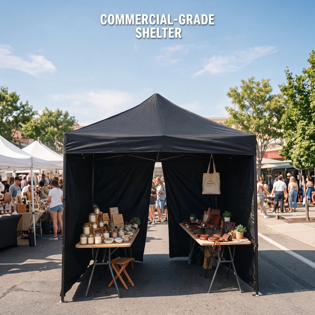 Garvee Carpa Plegable 3x3 m Impermeable para Jardín y Eventos - Bloqueo Central, UPF 50+ y 4 Paredes con Tragaluz (Negro)