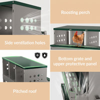 Garvee Caja de Anidación para Gallinas 2 Capas 6 Compartimentos con Patas, Acero Galvanizado, Con 6 Huevos Falsos, Bandeja Recogedora Gallineros, Verde Oscuro