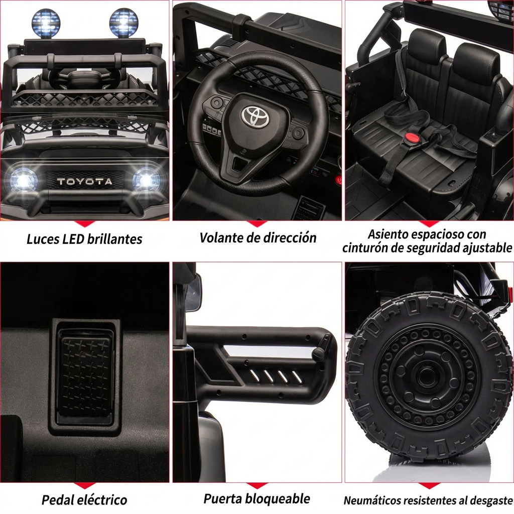 Garvee Coche Eléctrico 12V , Control Remoto, Luces LED, Puertas Abatibles, Batería Recargable, 3-6 años, Interior y Exterior, Negro