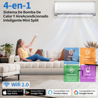 Garvee Aire Acondicionado Split AUX 9000 BTU, A++ R32, Control WiFi, Sistema de Climatización Inteligente para Hogar