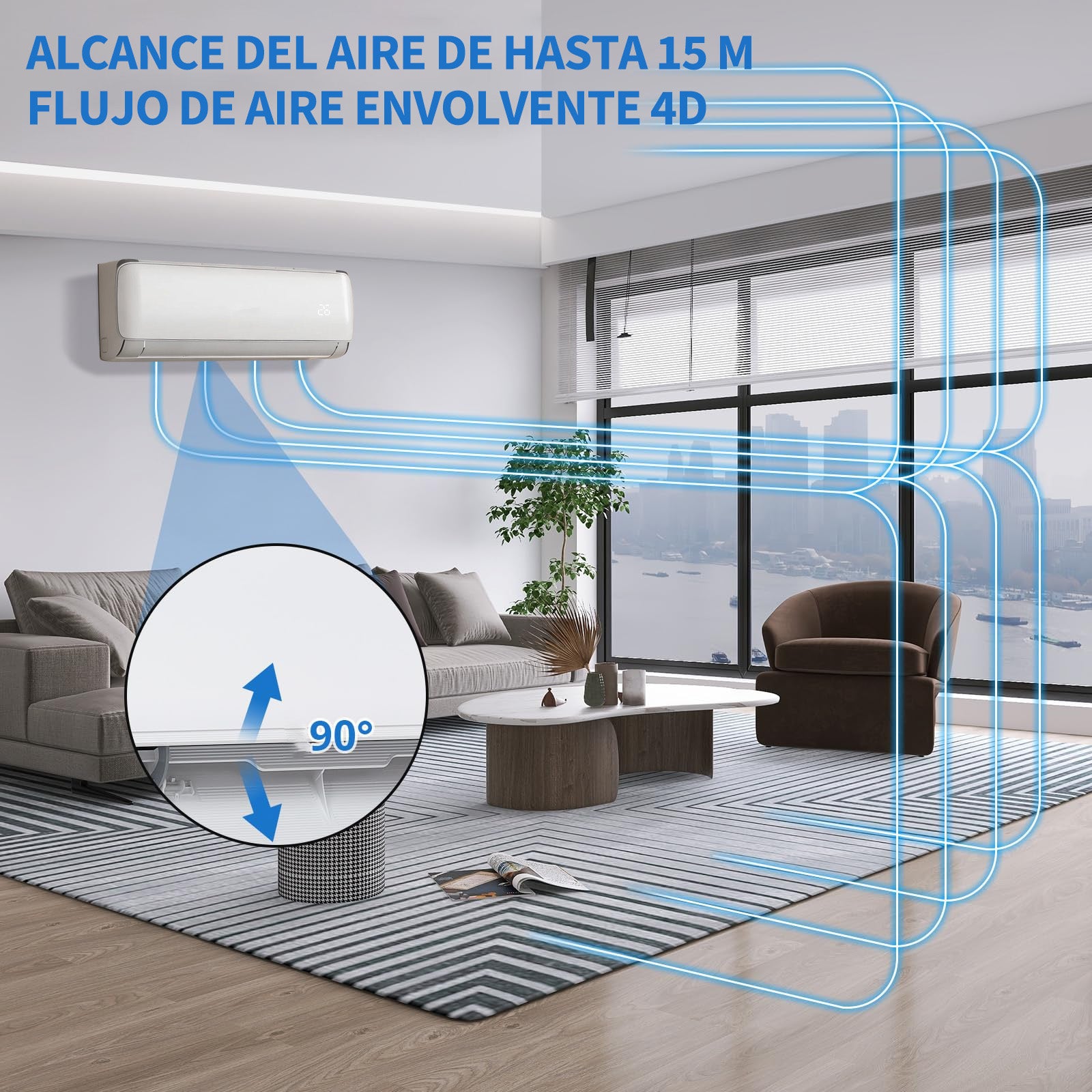Garvee Aire Acondicionado Split AUX 9000 BTU, A++ R32, Control WiFi, Sistema de Climatización Inteligente para Hogar