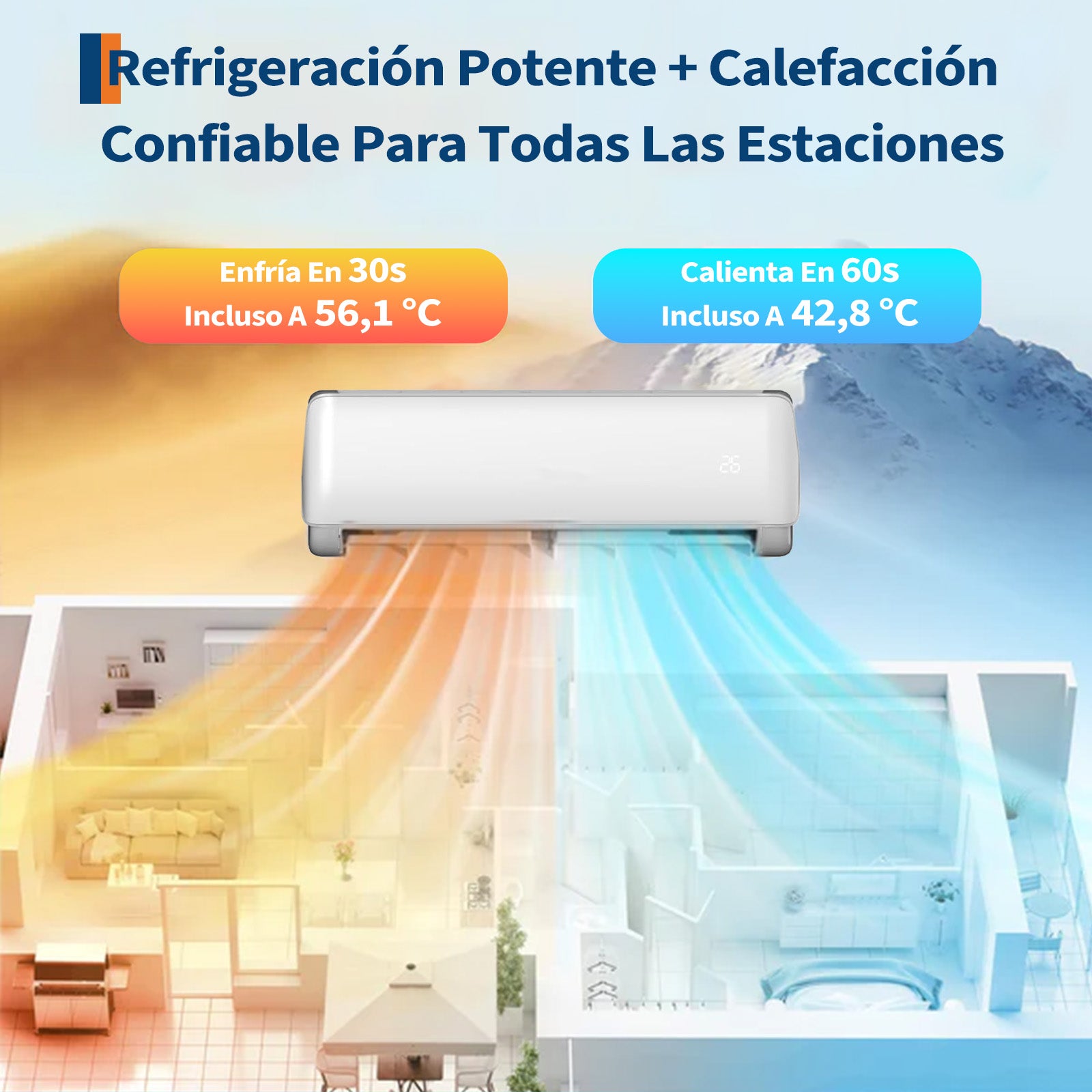 Garvee Aire Acondicionado Split AUX 9000 BTU, A++ R32, Control WiFi, Sistema de Climatización Inteligente para Hogar