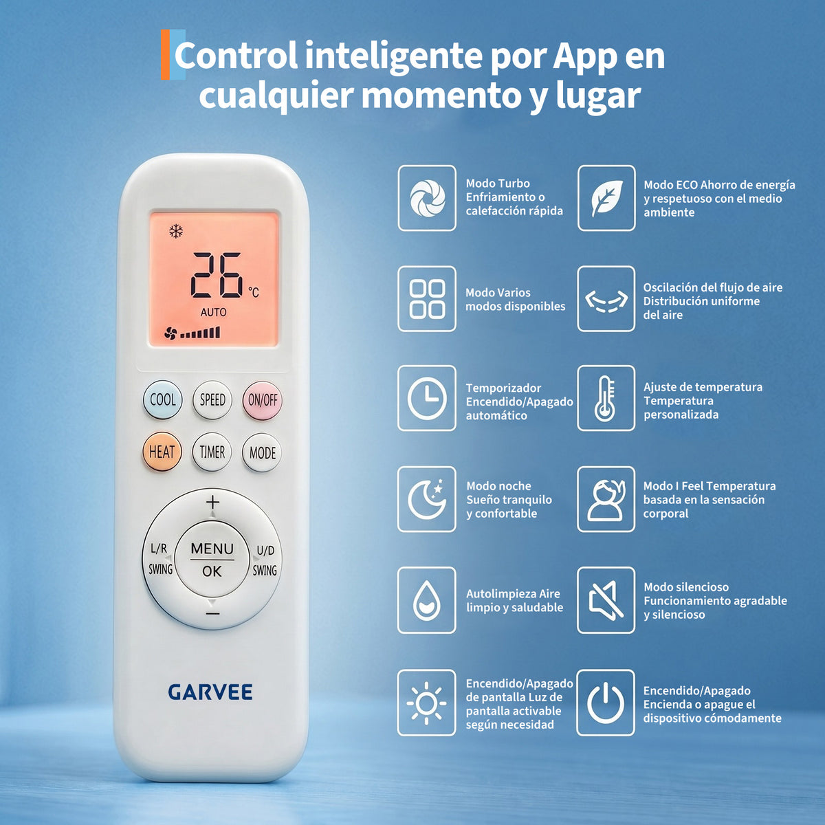Garvee Aire Acondicionado Split Inverter Silencioso de Alta Eficiencia Energética, con Control Inteligente WiFi, 18000 BTU Blanco