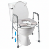 Garvee Asiento Elevado para Inodoro con Manijas Altura Ajustable Marco de Aluminio Asiento Acolchado Capacidad 158kg para Mayores y Discapacitados - Blanco
