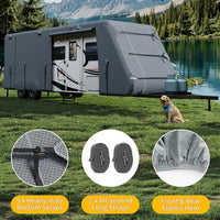 Garvee Protector Exterior para Autocaravana 914–1006 cm, Lona de 7 Capas Anti-UV y Resistente al Agua con Sistema Antiviento, Ventilación Antihumedad y Cremalleras