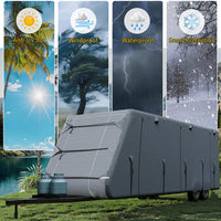 Garvee Protector Exterior para Autocaravana 914–1006 cm, Lona de 7 Capas Anti-UV y Resistente al Agua con Sistema Antiviento, Ventilación Antihumedad y Cremalleras