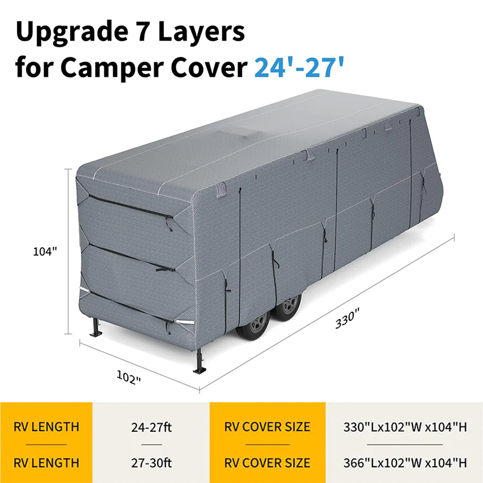 Garvee Funda para Caravana 732–823 cm, Cubierta Impermeable de 7 Capas con Protección UV, Correas Antiviento y Kit de Accesorios