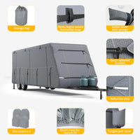 Garvee Protector Exterior para Autocaravana 914–1006 cm, Lona de 7 Capas Anti-UV y Resistente al Agua con Sistema Antiviento, Ventilación Antihumedad y Cremalleras