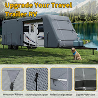 Garvee Protector Exterior para Autocaravana 914–1006 cm, Lona de 7 Capas Anti-UV y Resistente al Agua con Sistema Antiviento, Ventilación Antihumedad y Cremalleras