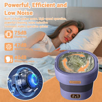 Garvee Mini Lavadora Plegable de 12 L con Función de Centrifugado, Lavadora Portátil y Silenciosa para Ropa Interior y Bebé, Enchufe Europeo para Hogar y Camping, Violeta Claro