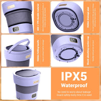 Garvee Mini Lavadora Plegable de 12 L con Función de Centrifugado, Lavadora Portátil y Silenciosa para Ropa Interior y Bebé, Enchufe Europeo para Hogar y Camping, Violeta Claro