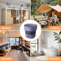 Garvee Mini Lavadora Plegable de 12 L con Función de Centrifugado, Lavadora Portátil y Silenciosa para Ropa Interior y Bebé, Enchufe Europeo para Hogar y Camping, Violeta Claro