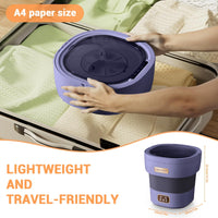 Garvee Mini Lavadora Plegable de 12 L con Función de Centrifugado, Lavadora Portátil y Silenciosa para Ropa Interior y Bebé, Enchufe Europeo para Hogar y Camping, Violeta Claro