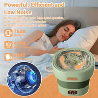 Garvee Mini Lavadora Plegable de 12 L con Secadora Spin, Lavadora Portátil Compacta y Silenciosa para Ropa Interior y Bebé, ABS Duradero para Camping y Apartamentos, Verde Claro