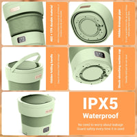 Garvee Mini Lavadora Plegable de 12 L con Secadora Spin, Lavadora Portátil Compacta y Silenciosa para Ropa Interior y Bebé, ABS Duradero para Camping y Apartamentos, Verde Claro