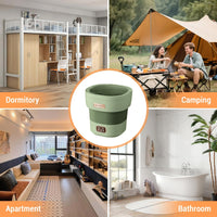 Garvee Mini Lavadora Plegable de 12 L con Secadora Spin, Lavadora Portátil Compacta y Silenciosa para Ropa Interior y Bebé, ABS Duradero para Camping y Apartamentos, Verde Claro