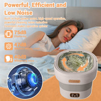 Garvee Mini Lavadora Portátil Plegable de 12L, Lavadora y Centrifugadora 2 en 1 con 3 Modos de Limpieza, Ultra Silenciosa 45dB Gris y Blanco