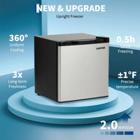 Garvee Mini Frigorífico Compacto de 45 L con Puerta de Acero Inoxidable, Compresor Silencioso de Menos de 40 dB, Estantes de Vidrio Extraíbles y Control de Temperatura Ajustable, para Dormitorio y Oficina