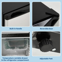 Garvee Mini Frigorífico Compacto de 45 L con Puerta de Acero Inoxidable, Compresor Silencioso de Menos de 40 dB, Estantes de Vidrio Extraíbles y Control de Temperatura Ajustable, para Dormitorio y Oficina