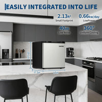 Garvee Mini Frigorífico Compacto de 45 L con Puerta de Acero Inoxidable, Compresor Silencioso de Menos de 40 dB, Estantes de Vidrio Extraíbles y Control de Temperatura Ajustable, para Dormitorio y Oficina