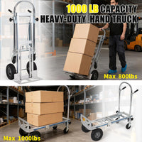 Garvee 3 en 1 Carretilla de Mano de Aluminio con Ruedas Neumáticas 454 kg, Carro de Transporte Plegable Convertible de Servicio Pesado, Fácil de Operar