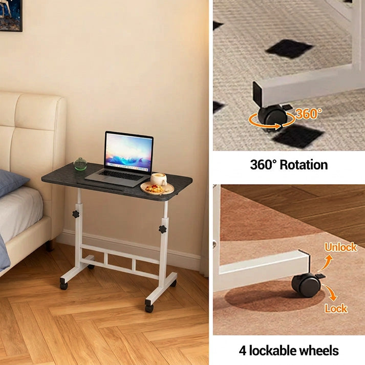 Garvee Escritorio Ajustable De Pie Con Ruedas, Altura 65-87cm, Superficie Inclinable, Acero Resistente, Móvil Para Oficina Y Hogar, 60x40cm/80x40cm, Negro