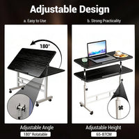 Garvee Escritorio Ajustable De Pie Con Ruedas, Altura 65-87cm, Superficie Inclinable, Acero Resistente, Móvil Para Oficina Y Hogar, 60x40cm/80x40cm, Negro