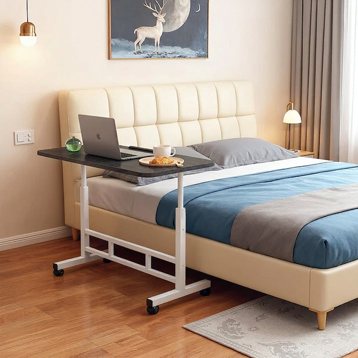 Garvee Escritorio Móvil Ajustable 65-87cm Con Ruedas, Mesa Plegable 80x40cm, Tablero Giratorio 180°, Estructura Hierro Y Madera, Oficina Y Hogar, Negro