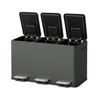 Garvee Cubo de Basura de Reciclaje 45L (3x15L), Cubo de Pedal de Acero Inoxidable Verde Salvia con 3 Compartimentos para Cocina y Oficina