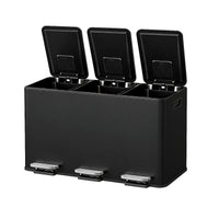 Garvee Basurero de Cocina de 3 Compartimentos, Contenedor de Reciclaje Negro de 45 Litros con Cierre Suave Silencioso y Cubos Interiores Extraíbles