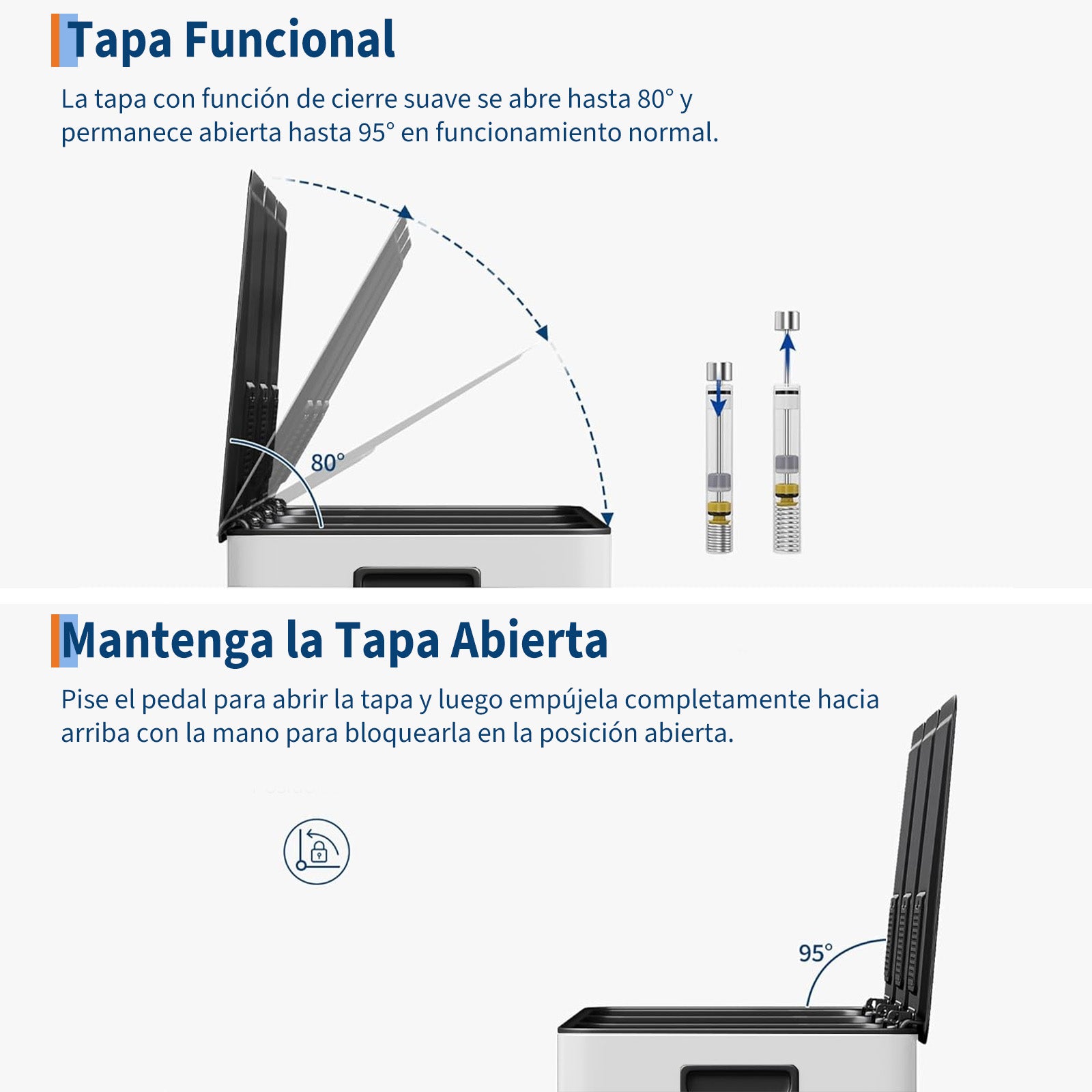 Garvee Basurero de Cocina de 3 Compartimentos, Contenedor de Reciclaje Blanco de 45L con Cierre Suave Silencioso y Cubos Interiores Extraíbles
