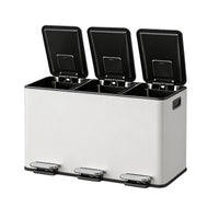 Garvee Basurero de Cocina de 3 Compartimentos, Contenedor de Reciclaje Blanco de 45L con Cierre Suave Silencioso y Cubos Interiores Extraíbles
