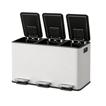 Garvee Basurero de Cocina de 3 Compartimentos, Contenedor de Reciclaje Blanco de 45L con Cierre Suave Silencioso y Cubos Interiores Extraíbles
