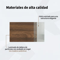 Garvee Armario Aparador de Dos Puertas con Vidrio Changhong y Madera PB Estilo Retro Almacenamiento Elegante Color Nogal