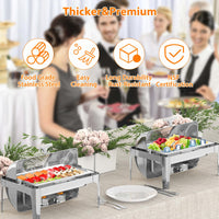 Garvee Chafing Dish Calentador de Comida de Acero Inoxidable de 9L con Tapa Enrollable de 180 Grados y Ventana Visible para Banquetes, Plata