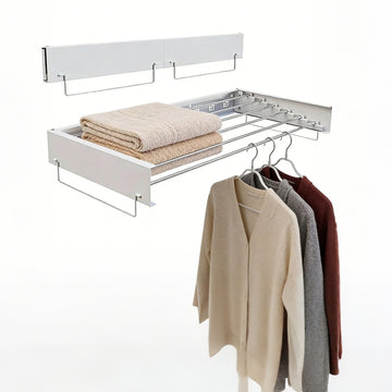 Garvee Tendedero de Ropa de Pared Plegable 100 cm Extensible de Acero Inoxidable con 6 Varillas Carga 27 kg para Lavadero Baño y Balcón Blanco