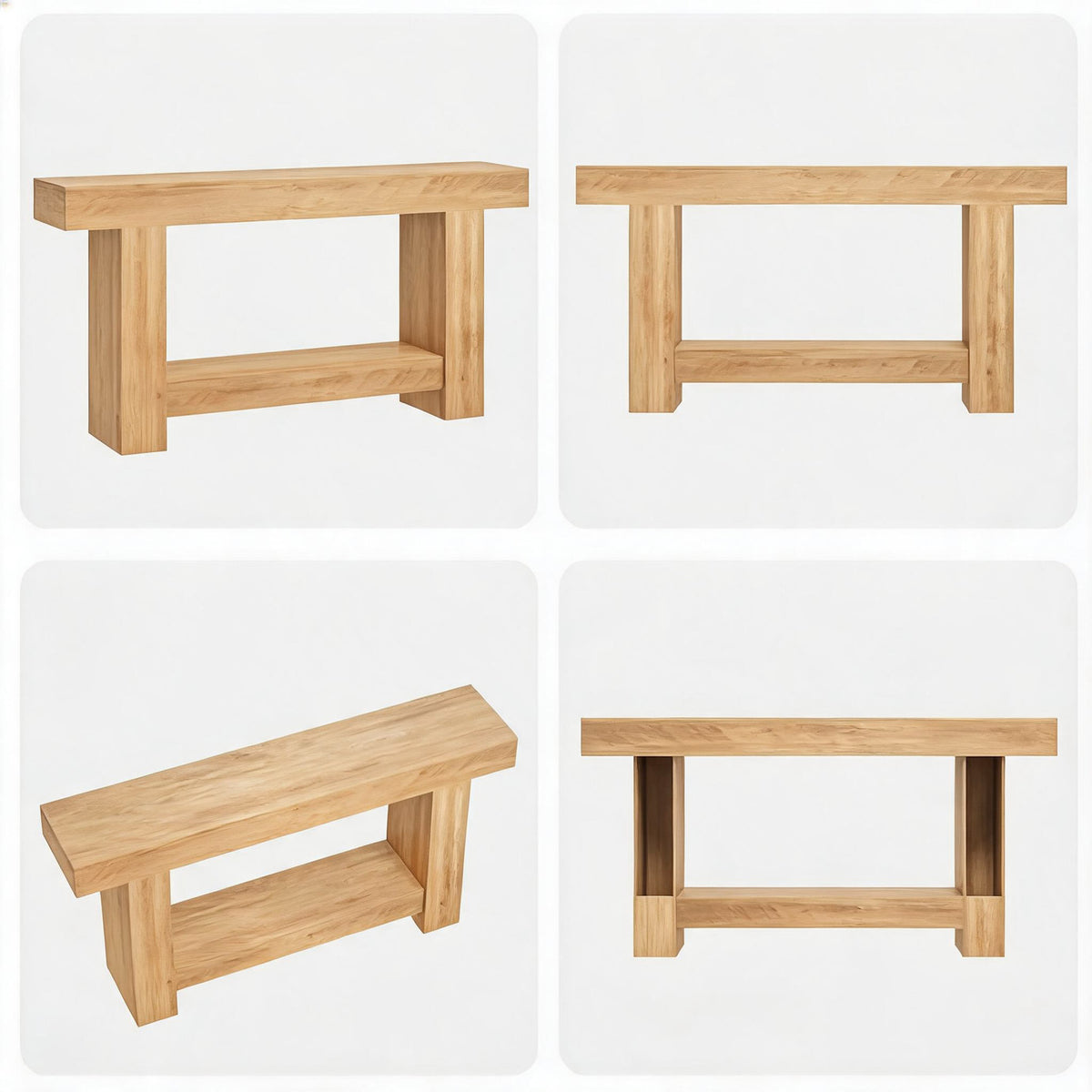 arvee Mesa Consola Larga de 160 cm con Estructura de Marco Robusta Mueble Recibidor de 2 Niveles Estilo Rústico Farmhouse para Entrada y Pasillo, Madera Natural