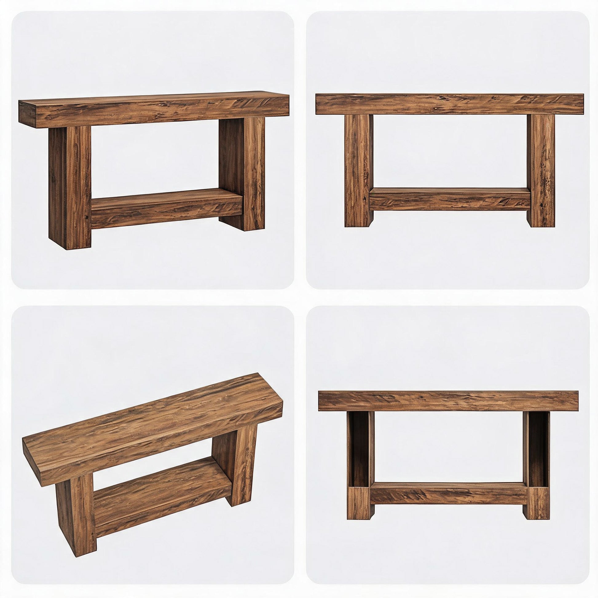 Garvee Mesa Consola Rústica de 160 cm de Madera con 2 Niveles de Almacenaje Estilo Farmhouse para Entrada y Salón, Marrón Efecto Flama
