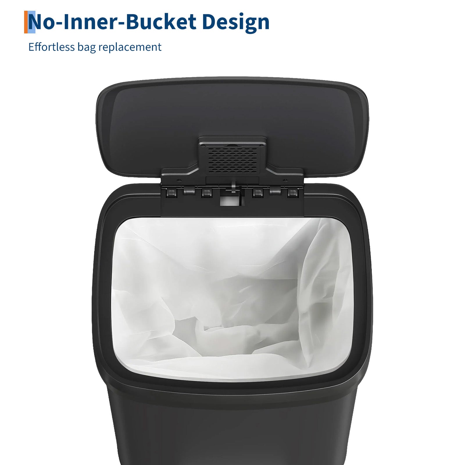 Garvee Cubo de Basura de Pie 50L con Tapa de Cierre Suave, Inoxidable para Cocina y Comedor, Compacto, Negro